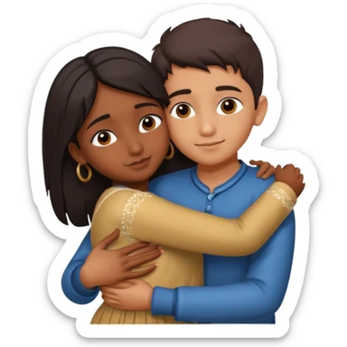 indian boy hugging indian girl from behind... boys hand down near navel of girl... boys head on the shoulder of girl... hugging tight.. more romantic... with more love sticker