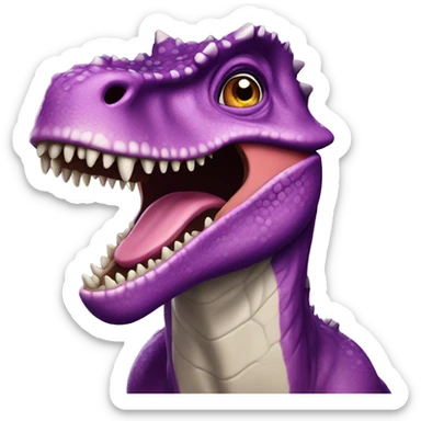 purple carnotaurus with toothy grin sticker