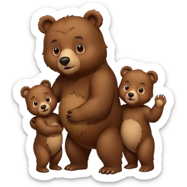 Mama, papa, and baby bear sticker