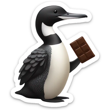 Common loon holding a chocolate bar  sticker