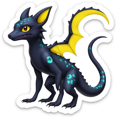 Anthropomorphic Scaley Exotic Salandit-Noibat-Umbreon-Fakémon-hybrid-creature (full body)  sticker