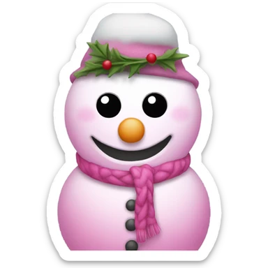 Pink snowman sticker
