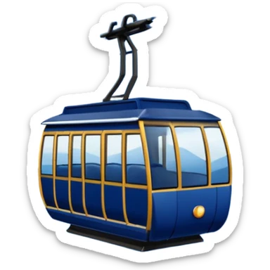 create a cablecar emoji in winter. make it navy dark blue. no yellow. and add the words in white: Lenk  sticker