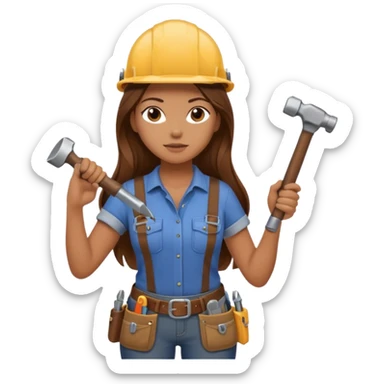 beautiful girl with long brown hair constructing new lounge room sticker