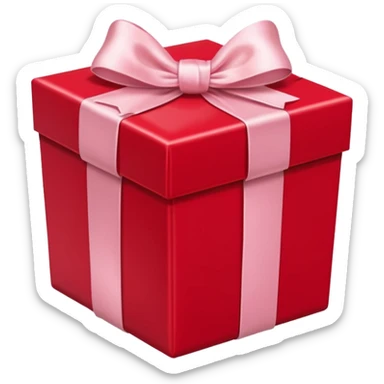 red  gift box with light pi,k satin bow sticker