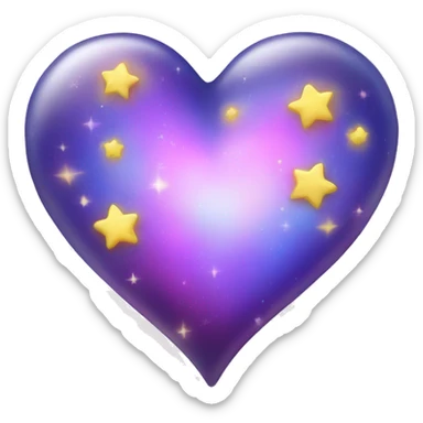 Iridescent heart with twinkle stars sticker