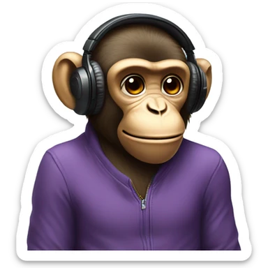 Monkey listen the music in headphones and chill sticker