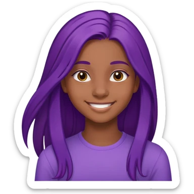 Con gái, 15 tuổi, cười mỉm, da nâu, tóc tím dài ngang lưng sticker