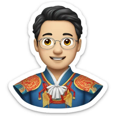 Young man teacher with Peking opera sticker