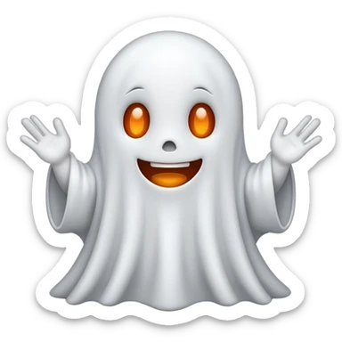 Cute Ghost no mouth doing a podcast sticker