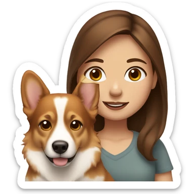 brown haired girl with a corgi sticker