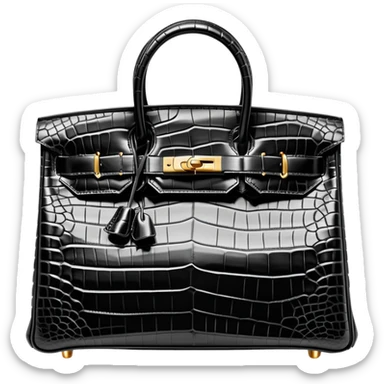 Birkin bag Hermes black crocodile sticker