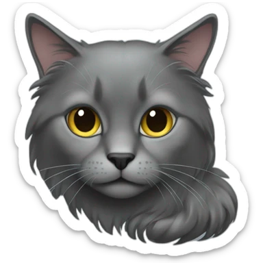 all-darkgrey-cat-long-hair-small-ear sticker