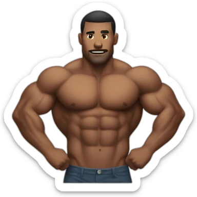 muscular bodies behind sticker