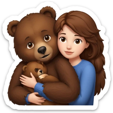 Woman loving a big  bear sticker