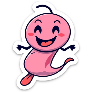 playful smiley face with tongue wiggling from side to side, motion lines showing the tongue swinging, dynamic pose sticker