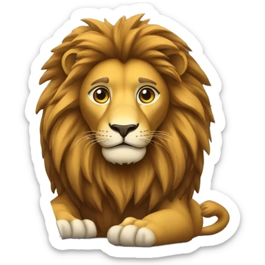 A lion in tech savvy with a laptop  sticker