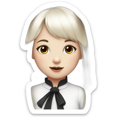 white rabbit with a little girl with black bangs sticker