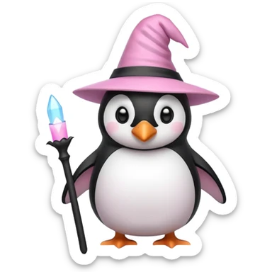 Penguin With Light Pink Witch Hat  sticker