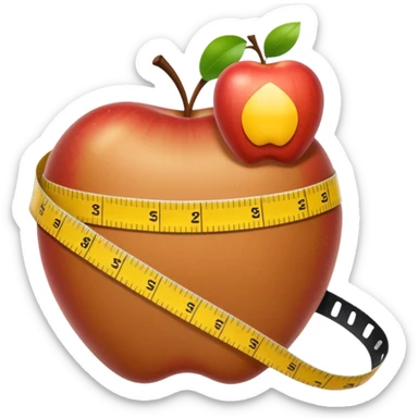 close-up of a waist with a tape measure, apple style emoji sticker