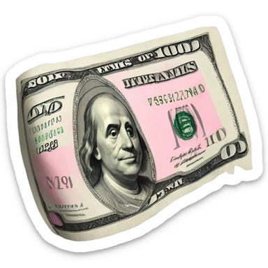 100 dollar bill but pink sticker