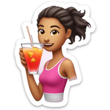 aerobic girl drinks cocktail sticker