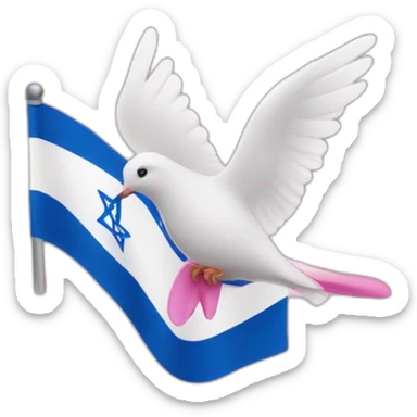 Israel flag and pink dove of peace sticker