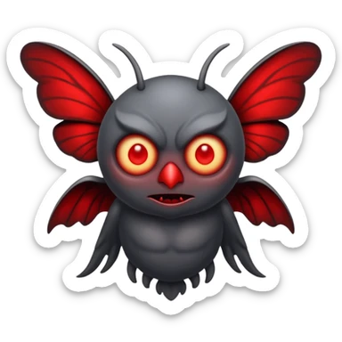 Create a scary emoji of the mothman with bright red eyes sticker