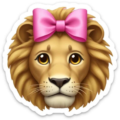 Lion with a pink bow sticker