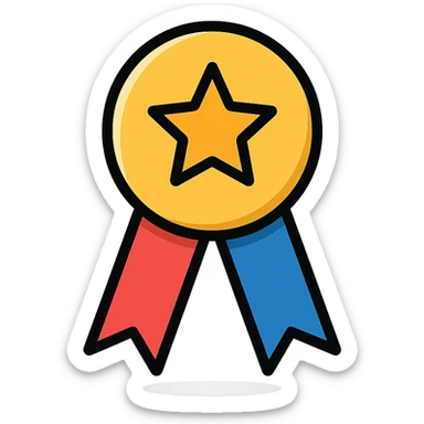 vector icon of a gold top performer badge with colorful elements, elegant and minimalist flat design, award badge style, 2D flat vector, trending icon look, soft shadows, no text, isolated on white background, perfect for commercial use sticker