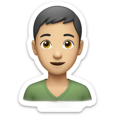 young bald asian boy sticker