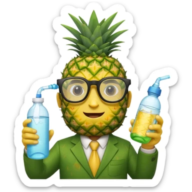 Pineaple using classes and having a bootle water  sticker