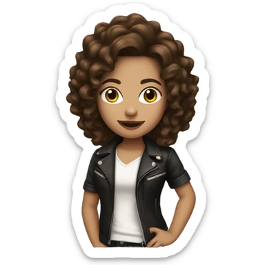 Rockstar girl with brown hair ondulado and white skin sticker