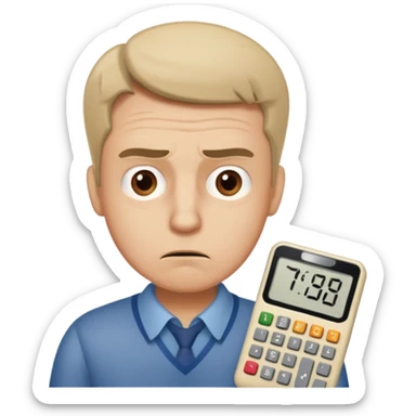 man calculating with difficulties sticker