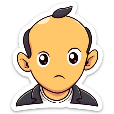 Man with an enormous forehead, comically large forehead, funny character sticker