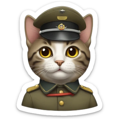 Cat wearing a german world war 2 uniform sticker