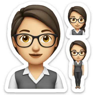 teacher brunette ponytail glasses sticker