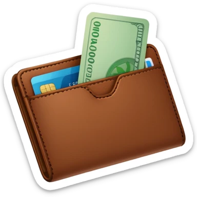 portefeuille marron avec quelques billets et carte bancaire sticker