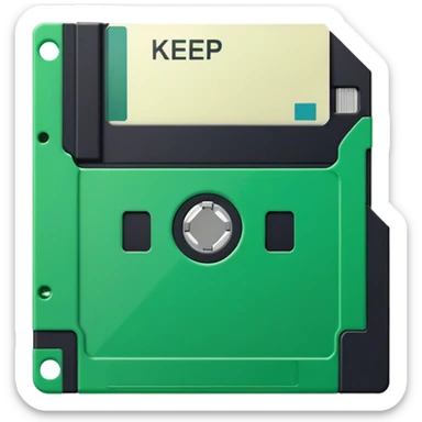green floppy disk with the word "keep" written on it sticker