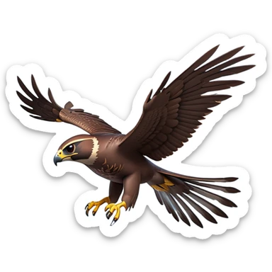 cinematic-falcon-realistic-full-body-diving-emoji,-sleek-aerodynamic-frame-plummeting-through-the-air-with-lightning-speed,-razor-sharp-talons-poised-for-the-strike,-feathered-wings-angled-for-maximum-precision,-keen-dark-eyes-locked-onto-its-prey,-patterned-grey-and-white-feathers-glinting-in-the-sun,-simplified-yet-realistic-focused-features,-highly-detailed,-glowing-with-a-sharp-intense-aura sticker