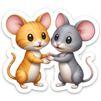 a cat and a mouse shaking hands sticker