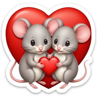 1 mother and 1 baby mouse in front of a heart sticker