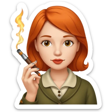 Woman smoking a pipe with a lighter  sticker