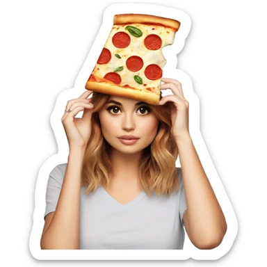 Debby ryan with a pizza on head sticker