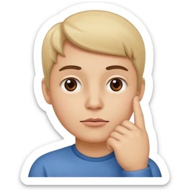 straight face with hand with thumb sticking left right under chin emoji sticker