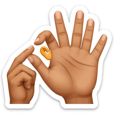 Fingers pinching ear sticker