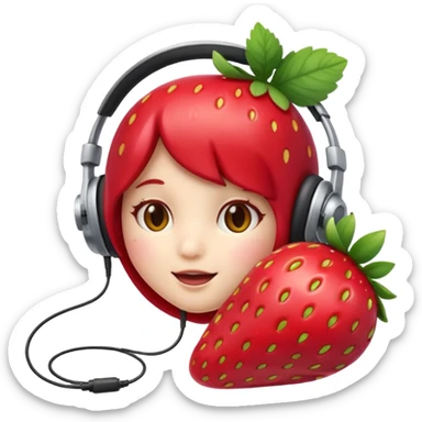 A Cute strawberry wearing headset  sticker