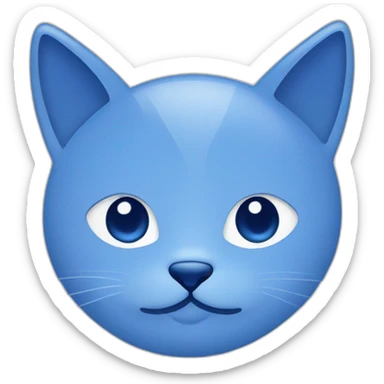Blue simplistic sketch of a cute cat face sticker