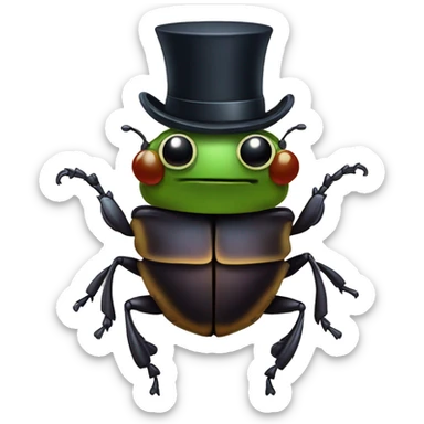 beetle with tophat  sticker