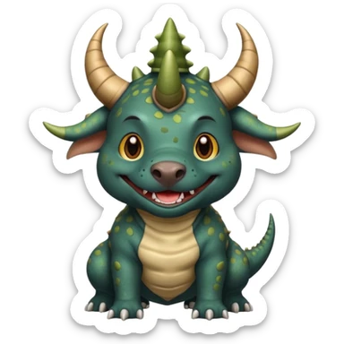 Black pibull dressed as a triceratops  sticker